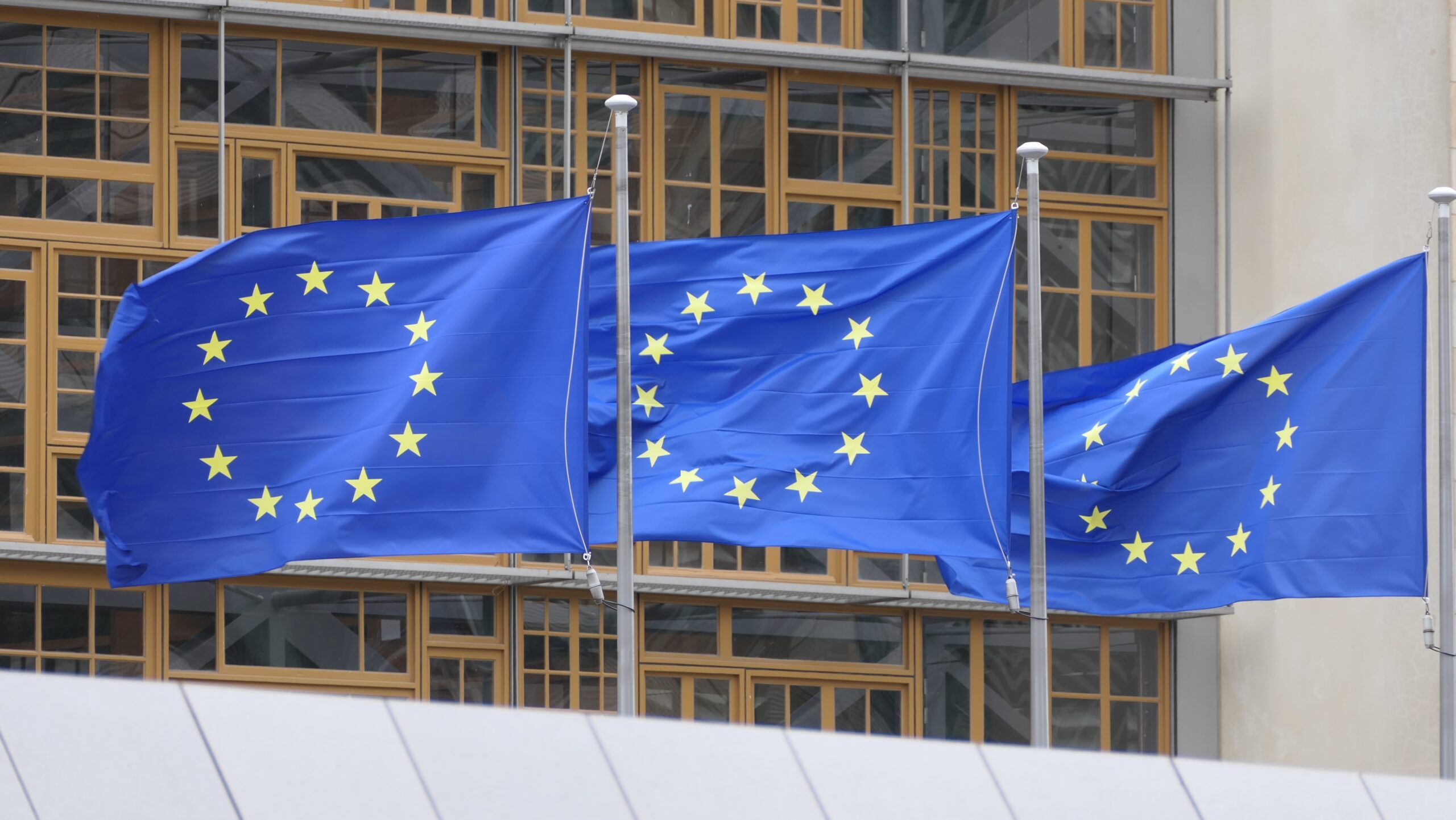 European,Flags,Flying,In,Brussels