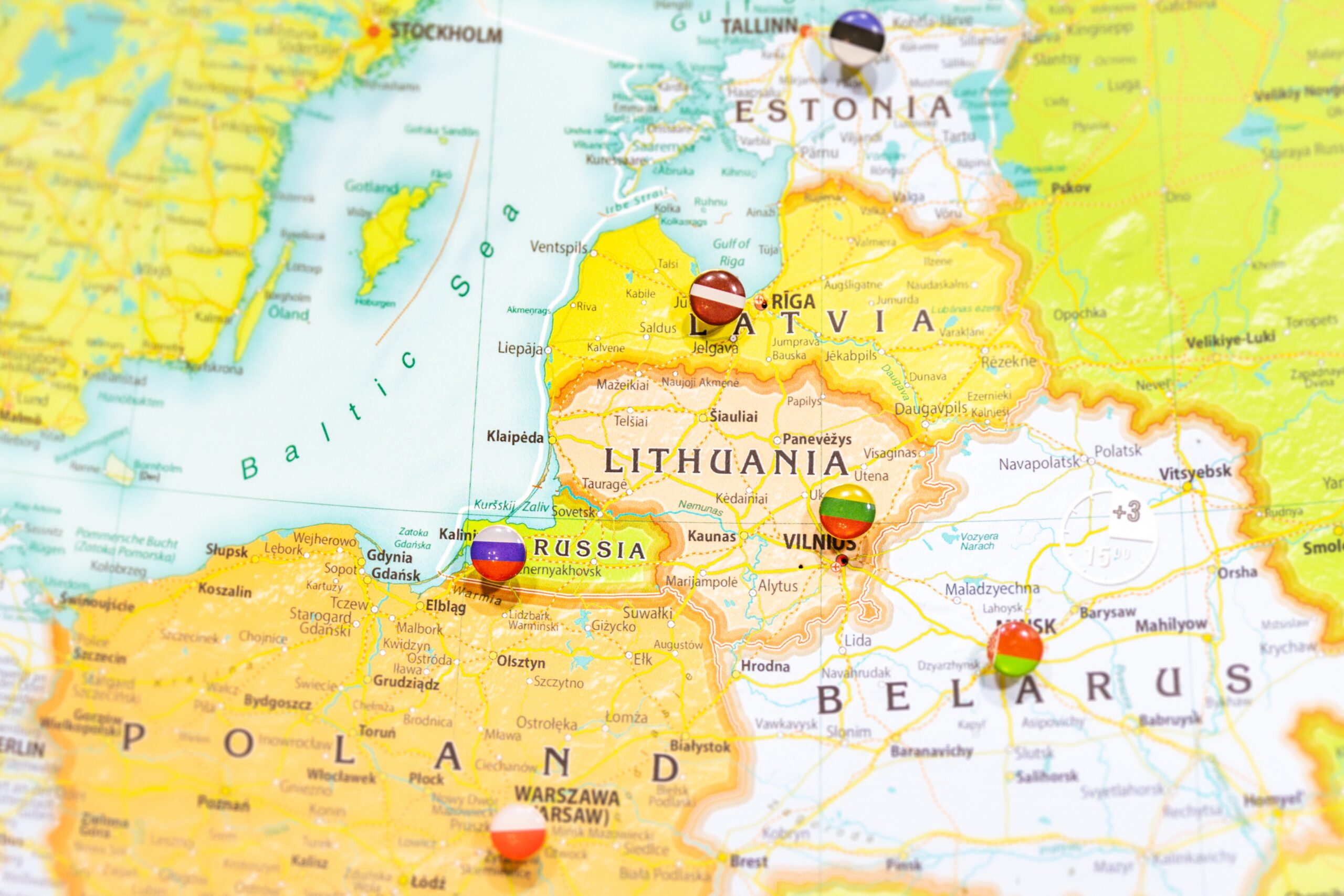 Close-up,View,Of,Baltic,States,On,A,Geographical,Globe,,Map