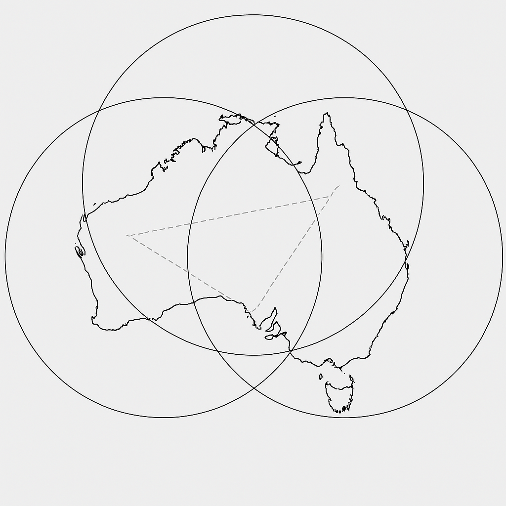 Outlne Australia 1600 mi circles Copilot AI