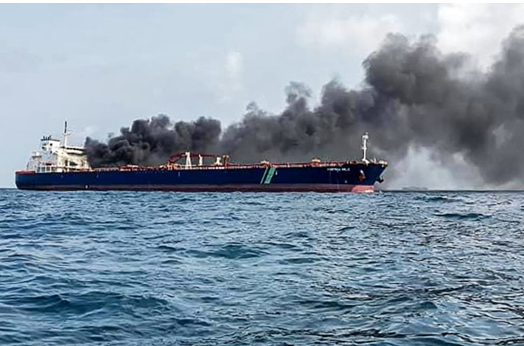 Ship fire Singapore Maritime Law Enforcement Agency