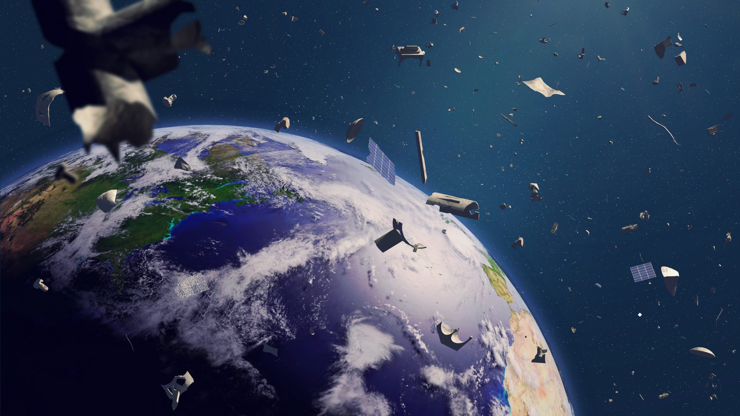 Space,Debris,In,Earth,Orbit,,Dangerous,Junk,Orbiting,Around,The
